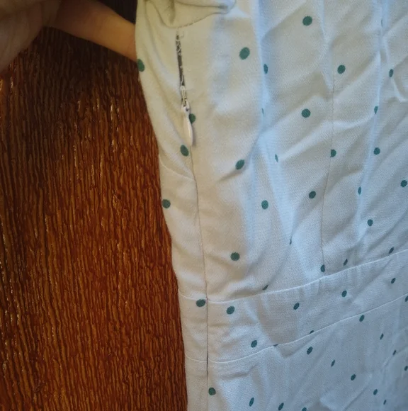 Free People All Yours Cream Green Polka Dot Wrap Bust Tie Mini Dress Small 4 - Picture 4 of 16